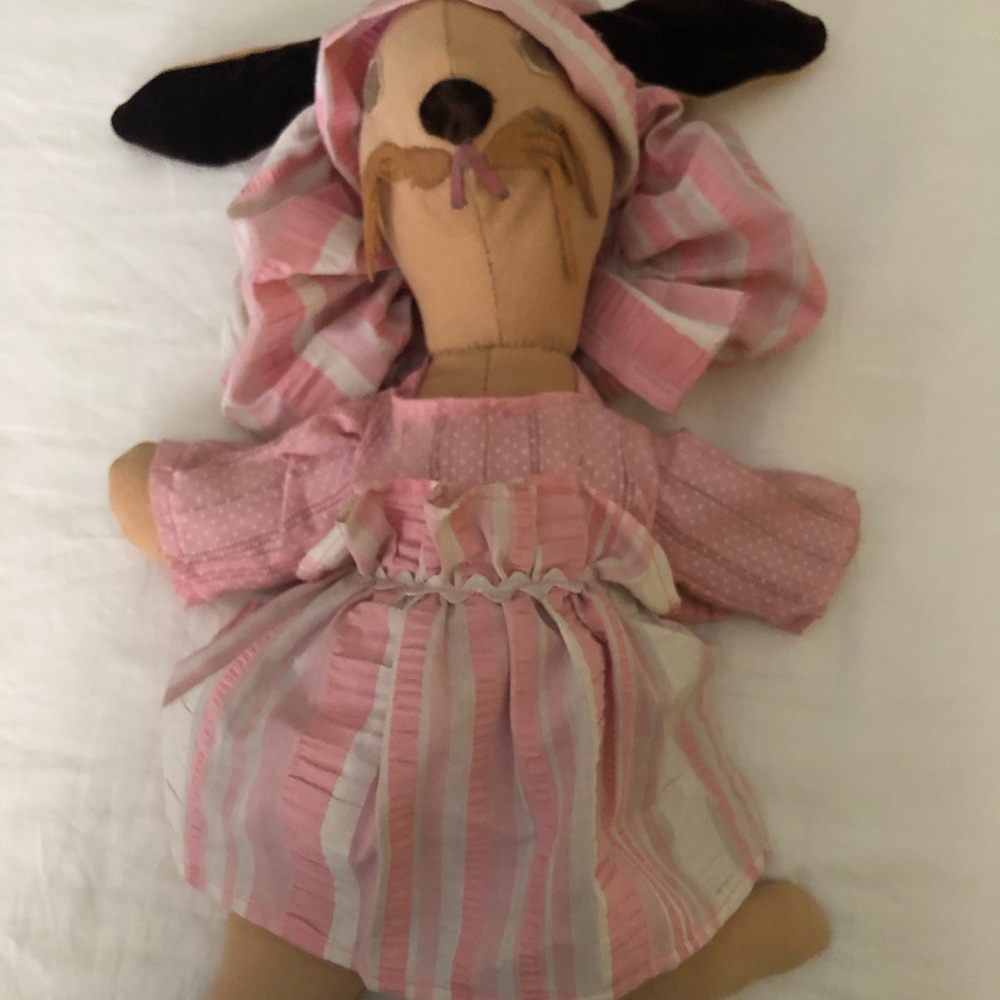 Handmade rabbit with cloth and fabric clothes